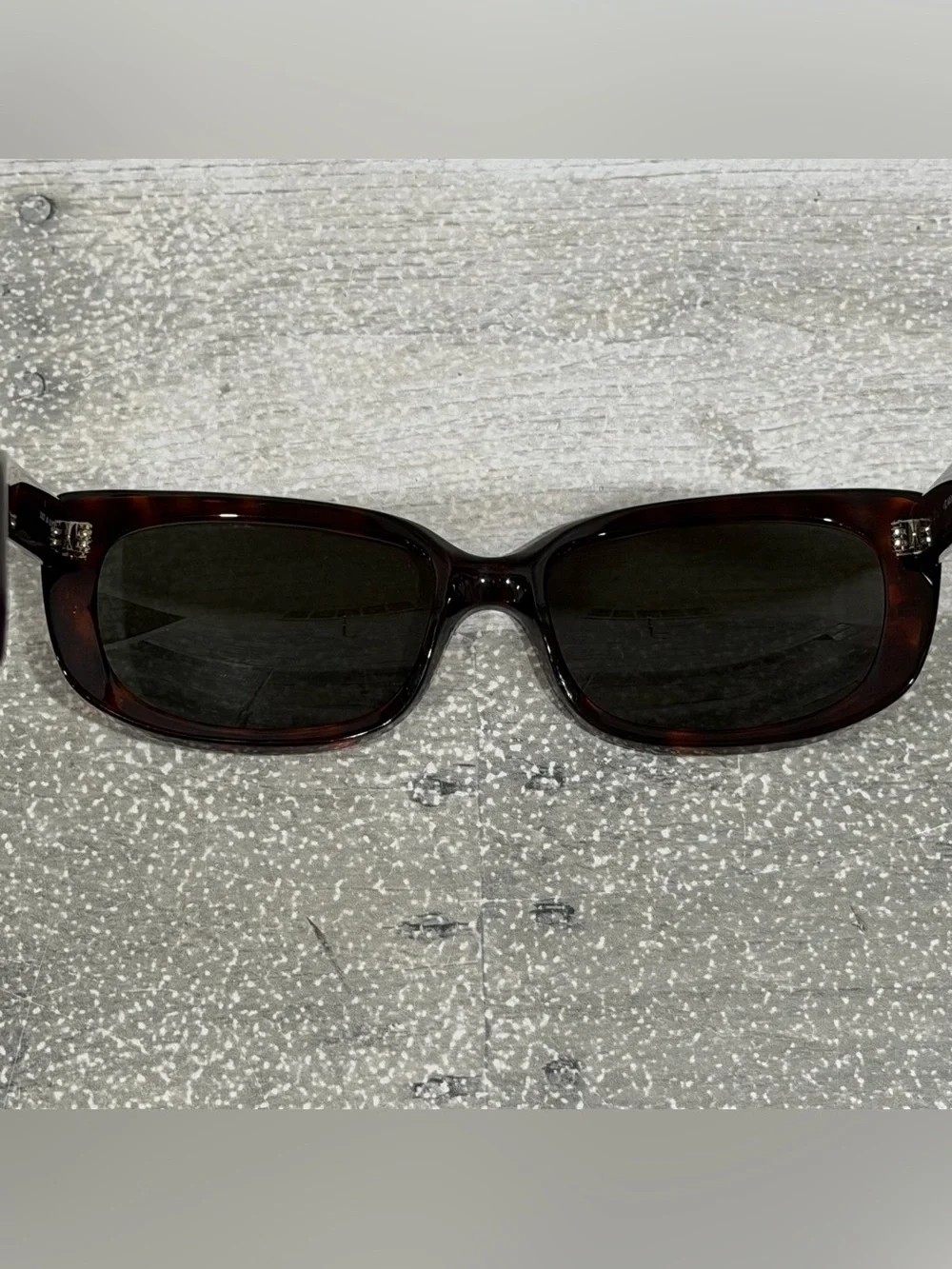 CELINE Paris Tortoiseshell Acetate Sunglasses with Green Lenses and Case